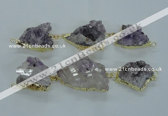 NGC375 20*25mm - 25*30mm freeform druzy amethyst connectors