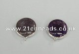 NGC380 18mm flat round agate gemstone connectors wholesale