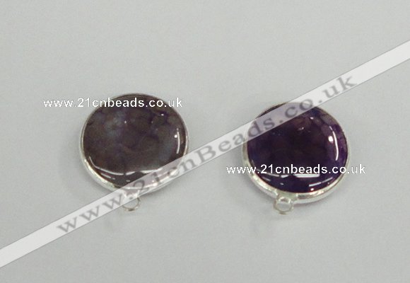 NGC380 18mm flat round agate gemstone connectors wholesale