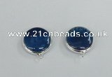 NGC381 18mm flat round agate gemstone connectors wholesale