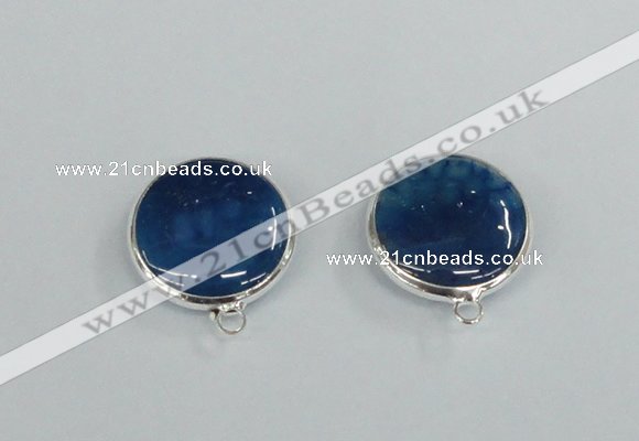 NGC381 18mm flat round agate gemstone connectors wholesale