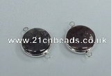 NGC385 18mm flat round agate gemstone connectors wholesale