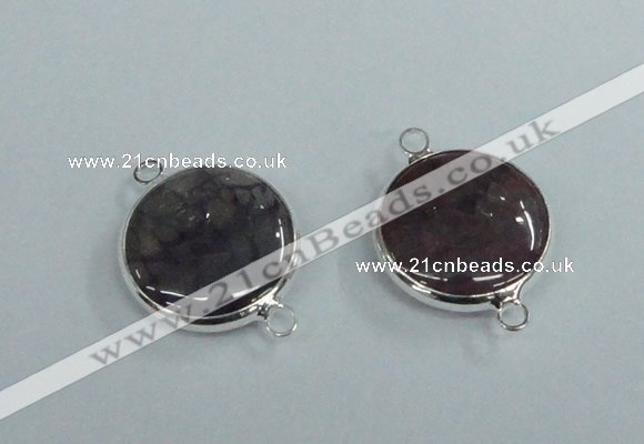 NGC385 18mm flat round agate gemstone connectors wholesale