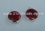 NGC386 18mm flat round agate gemstone connectors wholesale