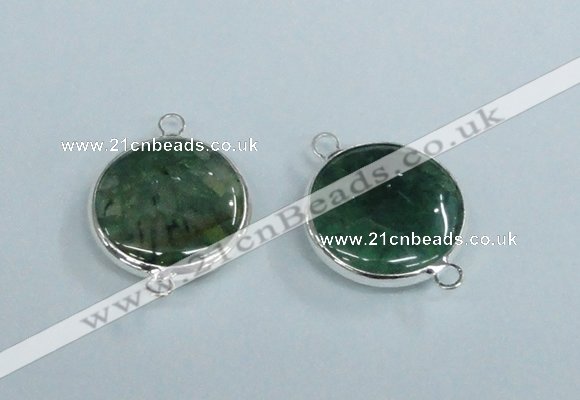 NGC388 18mm flat round agate gemstone connectors wholesale