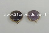 NGC391 18mm flat round agate gemstone connectors wholesale