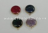 NGC395 18mm flat round agate gemstone connectors wholesale