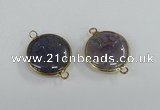 NGC396 18mm flat round agate gemstone connectors wholesale