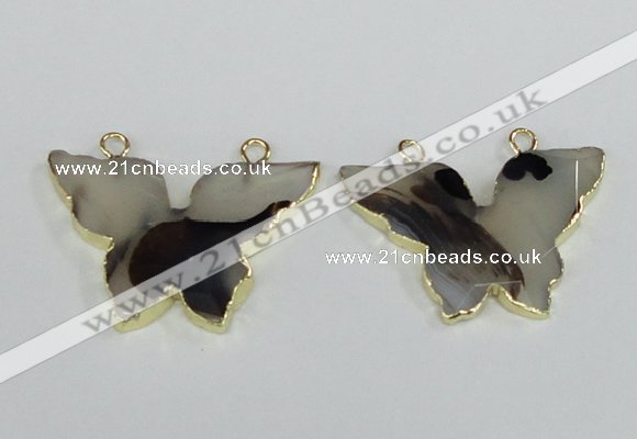 NGC405 30*40mm butterfly agate gemstone connectors wholesale