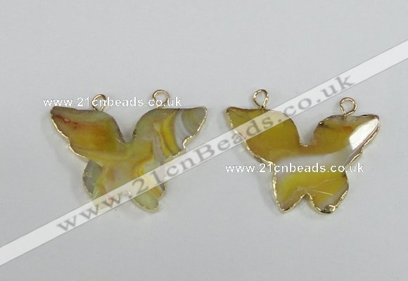 NGC406 30*40mm butterfly agate gemstone connectors wholesale