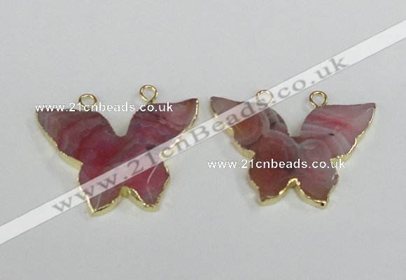 NGC408 30*40mm butterfly agate gemstone connectors wholesale