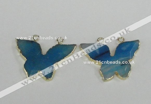 NGC409 30*40mm butterfly agate gemstone connectors wholesale
