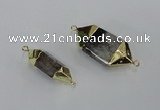 NGC414 10*25mm - 15*35mm faceted nuggets green phantom quartz connectors