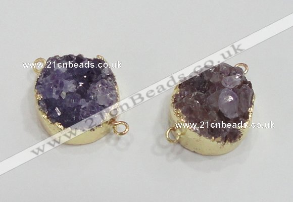 NGC419 20mm coin druzy amethyst gemstone connectors wholesale
