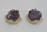 NGC420 25mm coin druzy amethyst gemstone connectors wholesale