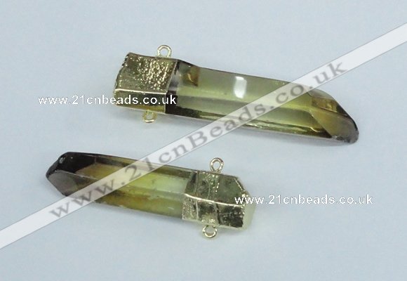 NGC443 13*50mm - 15*65mm faceted nuggets lemon quartz connectors