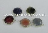 NGC453 20mm coin agate gemstone connectors wholesale