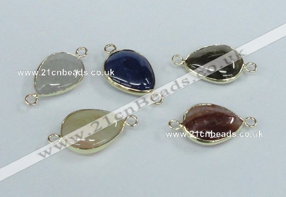 NGC455 13*18mm flat teardrop agate gemstone connectors wholesale