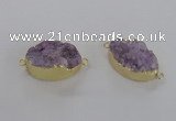 NGC472 20*30mm oval druzy agate gemstone connectors wholesale
