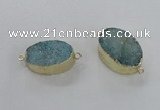 NGC474 20*30mm oval druzy agate gemstone connectors wholesale