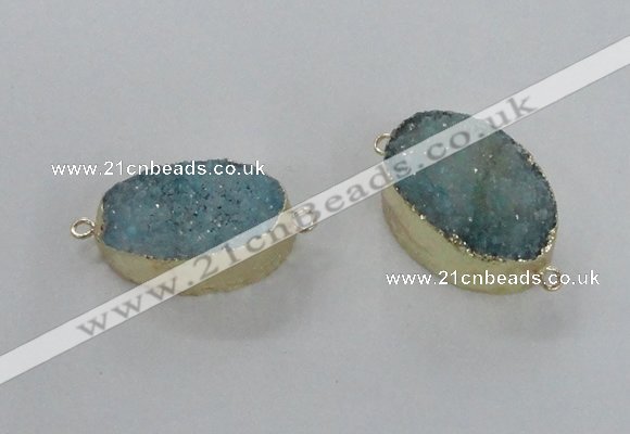 NGC474 20*30mm oval druzy agate gemstone connectors wholesale