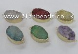 NGC476 20*30mm oval druzy agate gemstone connectors wholesale