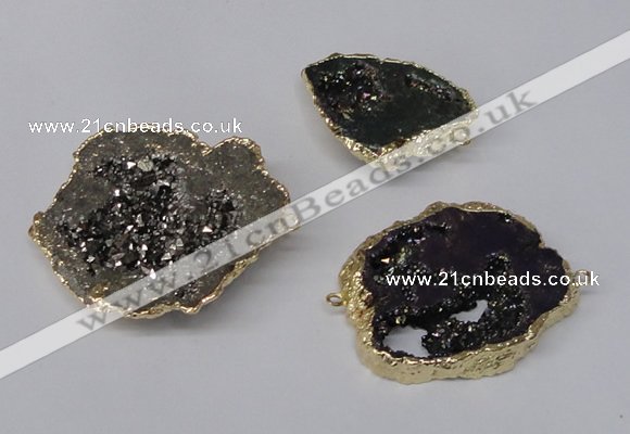 NGC487 25*35mm - 40*45mm freefrom plated druzy agate connectors
