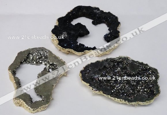 NGC488 45*50mm - 50*60mm freefrom plated druzy agate connectors