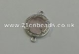 NGC5017 20mm flat round rose quartz with rhinestone connectors