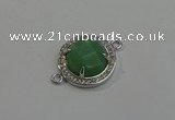 NGC5020 20mm flat round green aventurine with rhinestone connectors