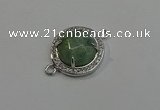 NGC5021 20mm flat round amazonite with rhinestone connectors