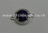 NGC5022 20mm flat round lapis lazuli with rhinestone connectors