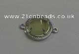 NGC5023 20mm flat round lemon quartz with rhinestone connectors