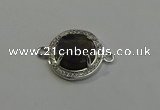 NGC5024 20mm flat round labradorite with rhinestone connectors