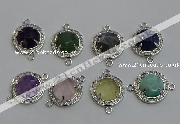 NGC5025 20mm flat round mixed gemstone connectors wholesale