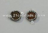 NGC5044 12mm - 14mm flat round druzy agate with rhinestone connectors