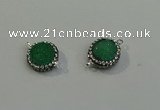 NGC5045 12mm - 14mm flat round druzy quartz with rhinestone connectors