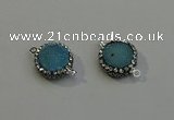 NGC5046 12mm - 14mm flat round druzy quartz with rhinestone connectors