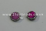 NGC5047 12mm - 14mm flat round druzy quartz with rhinestone connectors