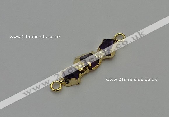 NGC5057 10*25mm - 10*35mm freeform amethyst gemstone connectors