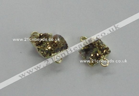 NGC507 8*10mm - 12*14mm freeform plated druzy agate connectors