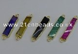 NGC5073 8*35mm - 10*40mm rectangle agate gemstone connectors