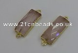 NGC5077 12*30mm - 15*35mm faceted rectangle rose quartz connectors