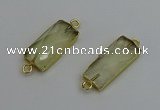 NGC5078 12*30mm - 15*35mm faceted rectangle lemon quartz connectors