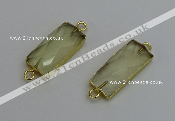 NGC5078 12*30mm - 15*35mm faceted rectangle lemon quartz connectors