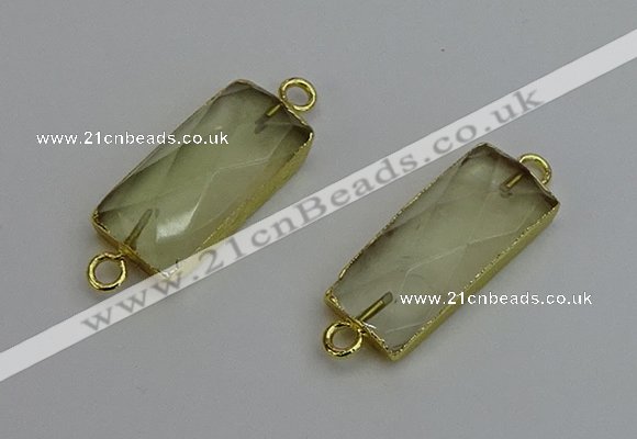 NGC5078 12*30mm - 15*35mm faceted rectangle lemon quartz connectors