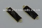 NGC5081 12*30mm - 15*30mm faceted rectangle smoky quartz connectors