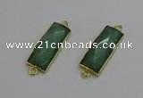 NGC5084 12*30mm - 15*35mm faceted rectangle green aventurine connectors