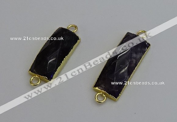 NGC5088 12*30mm - 15*35mm faceted rectangle amethyst connectors