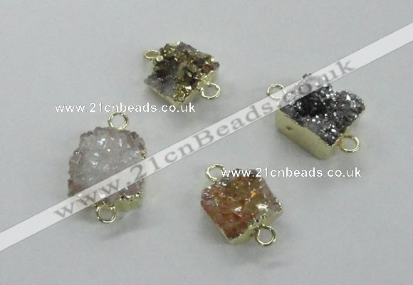 NGC509 8*10mm - 12*14mm freeform plated druzy agate connectors